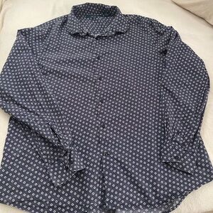 (Perry Ellis) Men's Navy Blue Patterned Shirt